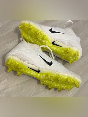 Nike Alpha Huarache 6 Pro White/Volt Lacrosse Cleats Boys Youth size 5